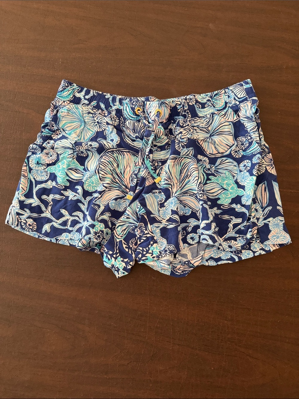 Lilly Pulitzer Navy Floral Drawstring Athletic Shorts